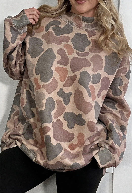 Camo Mock Neck Pullover