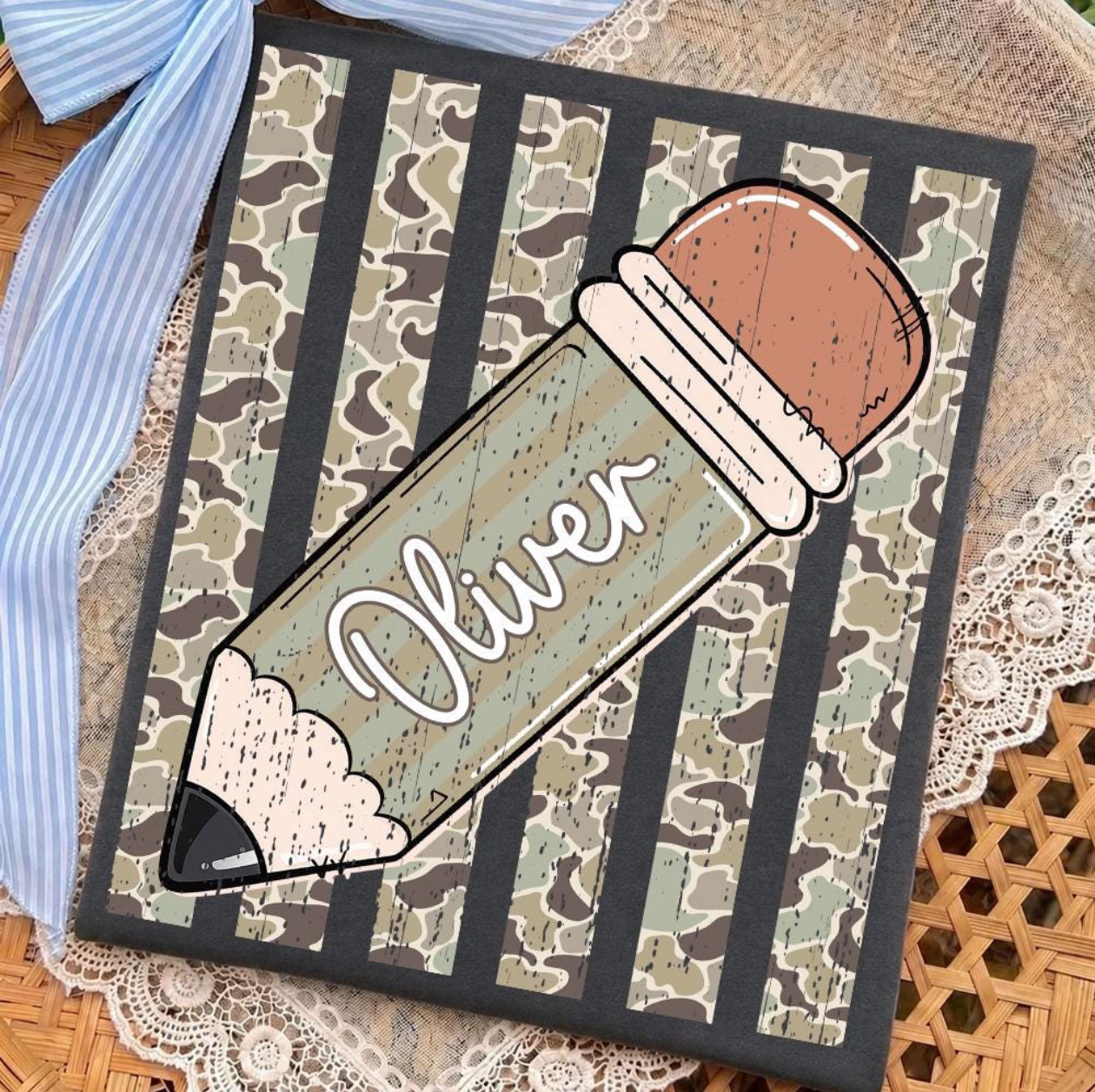 Custom Camo pencil Comfort Color